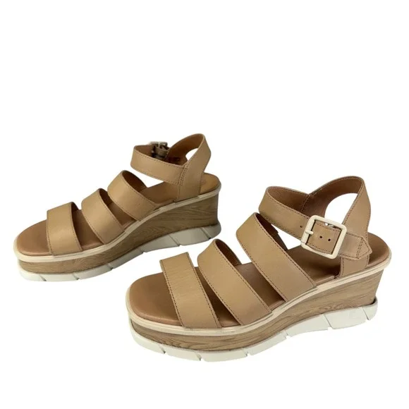 Sorel Joanie III Wedge Sandals Women US10 EU41 Beige Leather Platform Shoes - Picture 3 of 12